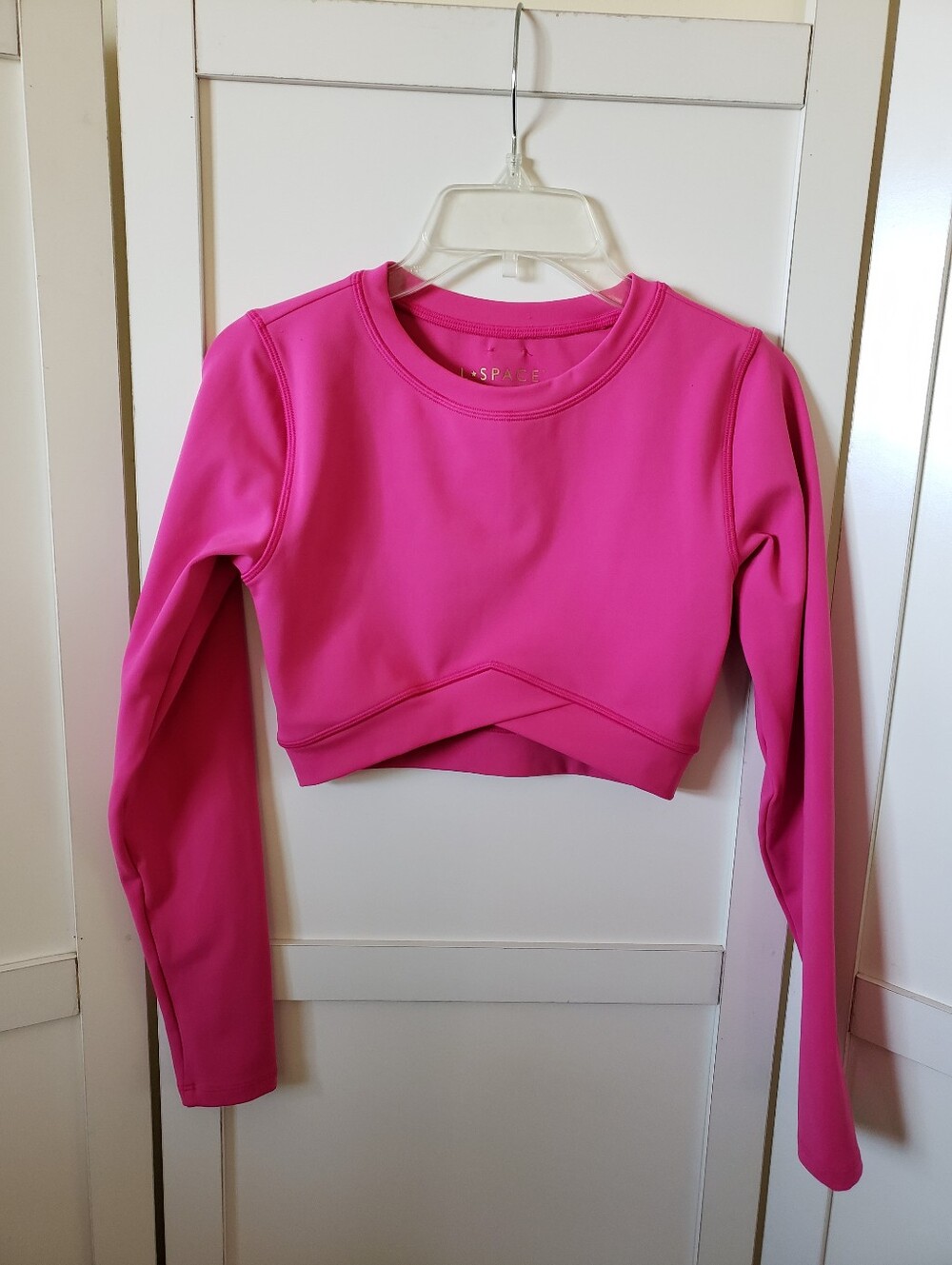 L*space Women's Pink/Fuchsia Active Crop Top Long Sleeve Size Small